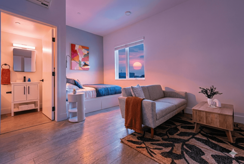 Floor plan for studio, 1 bath, 296 sqft